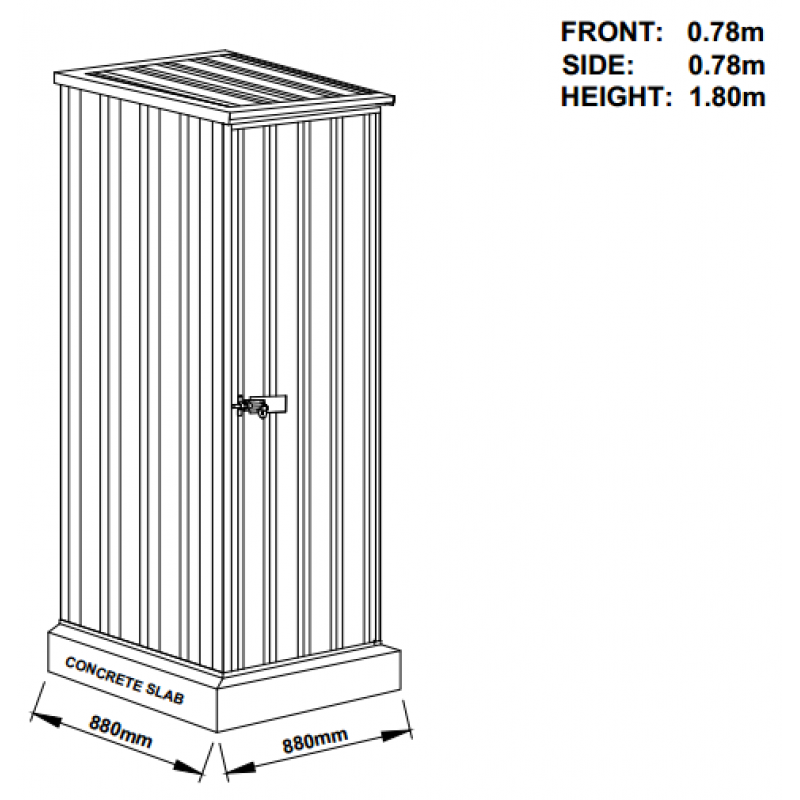 Absco Skillion Garden Shed Colorbond 0.78m x 0.78m x 1.80m ...